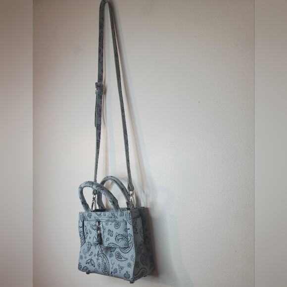 Brandon Blackwood Kuei Mini Bag Blue Paisley Leather Crossbody - Picture 3 of 16